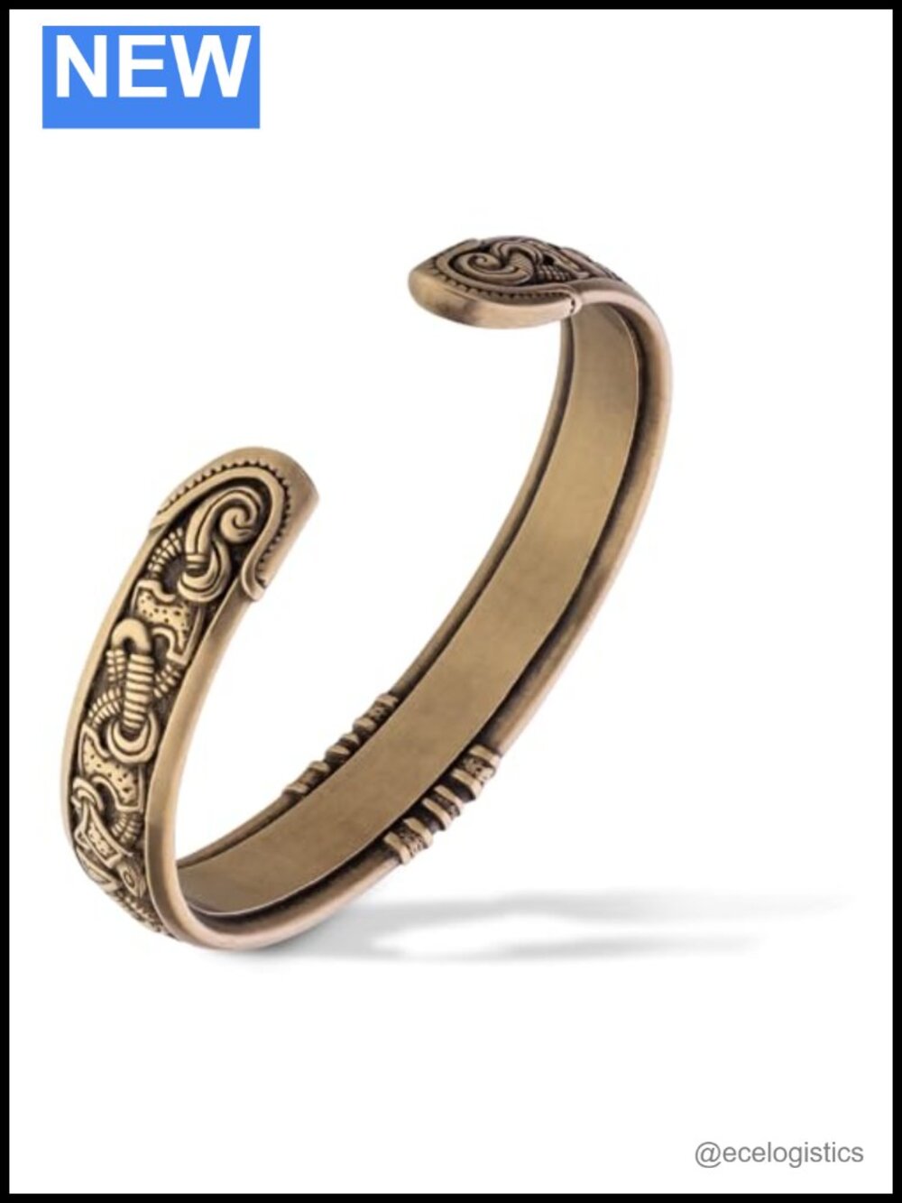 Viking Bronze Cuff Bracelet Adjustable Norse Arm Ring Jelling Style